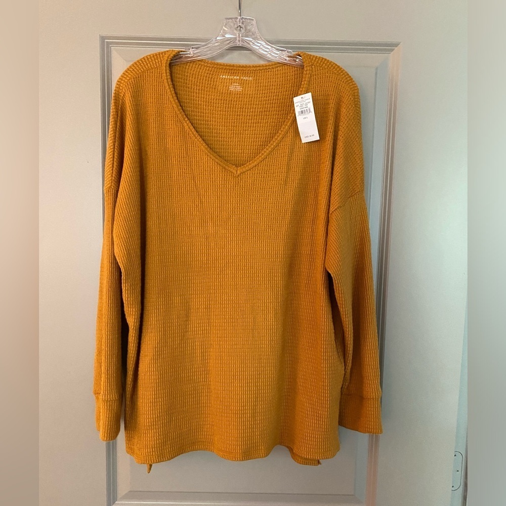 Gold waffle knit top